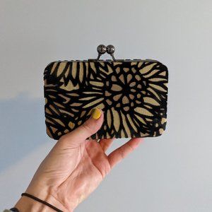 Urban Outfitters Black Suede Flowers Clutch